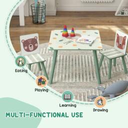 Rackhams ZONEKIZ Kids and Table Chairs, Children Desk with Two Chairs, Toddler Furniture Set, for Ages 3-6 Years - Green - thumbnail 4