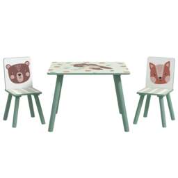Rackhams ZONEKIZ Kids and Table Chairs, Children Desk with Two Chairs, Toddler Furniture Set, for Ages 3-6 Years - Green - thumbnail 1