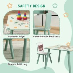 Rackhams ZONEKIZ Kids and Table Chairs, Children Desk with Two Chairs, Toddler Furniture Set, for Ages 3-6 Years - Green - thumbnail 5