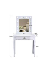 Rackhams Vanity Dressing Table with LED Lights Mirror White - White - thumbnail 6