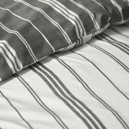 Rackhams Harbour Stripe Reversible Duvet Cover Set Black - Single - Black - thumbnail 4