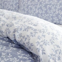 Rackhams Shadow Leaves 200 Thread Count Cotton Reversible Duvet Cover Set - King - French Blue - thumbnail 4