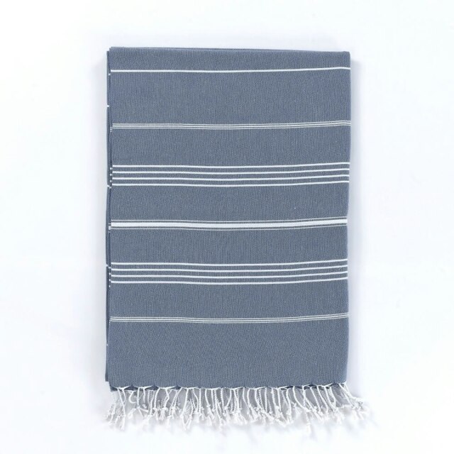 Rackhams Trendy XL Hammam Beach Blankets - Smoke With White Stripes