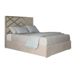 Rackhams Mayfair Upholstered Soft Velvet Metal Bed Frame - Cream - Silver - Double - thumbnail 5