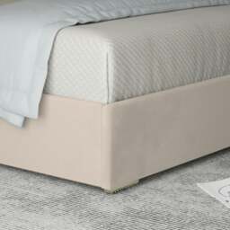 Rackhams Mayfair Upholstered Soft Velvet Metal Bed Frame - Cream - Silver - Double - thumbnail 3