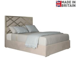 Rackhams Mayfair Upholstered Soft Velvet Metal Bed Frame - Cream - Silver - Double - thumbnail 6
