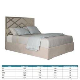 Rackhams Mayfair Upholstered Soft Velvet Metal Bed Frame - Cream - Silver - Double - thumbnail 4