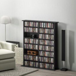 Rackhams CD Storage Unit DVD Tower Blu-ray Storage Shelf for Office, Black - Black - 106.5W x 24D x 126.3H cm - 1 - thumbnail 1