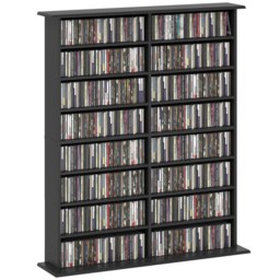 Rackhams CD Storage Unit DVD Tower Blu-ray Storage Shelf for Office, Black - Black - 106.5W x 24D x 126.3H cm - 1 - thumbnail 2