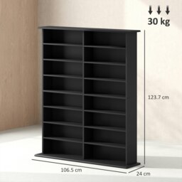Rackhams CD Storage Unit DVD Tower Blu-ray Storage Shelf for Office, Black - Black - 106.5W x 24D x 126.3H cm - 1 - thumbnail 3