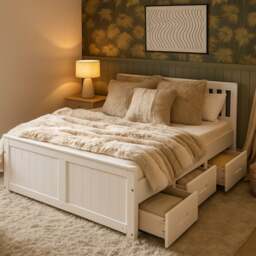Rackhams Mission Waxed Pine Storage Bed with 6 Drawers Small Double - Double - 4FT - White - thumbnail 4