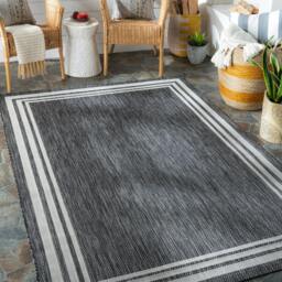Rackhams Eagean-Vintage Grey Cream Black Charcoal In- & Outdoor Rug - 130 x 180 cm - thumbnail 1