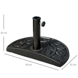 Rackhams 9kg Resin Parasol Base, Half Round Umbrella Stand with Floral Design for Garden, Outdoor, Suitable Umbrella Rod: Φ3.8cm, Φ4.8cm, Bronze Tone - Bronze Tone - Resin - 50L x 31W x 32H（cm） - thumbnail 6
