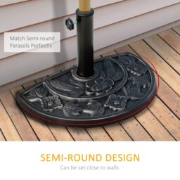 Rackhams 9kg Resin Parasol Base, Half Round Umbrella Stand with Floral Design for Garden, Outdoor, Suitable Umbrella Rod: Φ3.8cm, Φ4.8cm, Bronze Tone - Bronze Tone - Resin - 50L x 31W x 32H（cm） - thumbnail 5