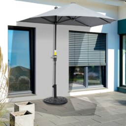 Rackhams 9kg Resin Parasol Base, Half Round Umbrella Stand with Floral Design for Garden, Outdoor, Suitable Umbrella Rod: Φ3.8cm, Φ4.8cm, Bronze Tone - Bronze Tone - Resin - 50L x 31W x 32H（cm） - thumbnail 3