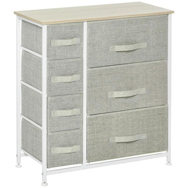 Rackhams Chest of Drawers with 7 Drawers, Fabric Drawers with Large Storage Space, Drawers Dresser with Metal Frame, Adjustable Feet, Light Grey - Light Grey - image 1