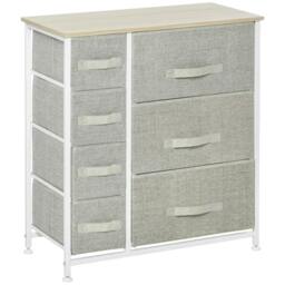Rackhams Chest of Drawers with 7 Drawers, Fabric Drawers with Large Storage Space, Drawers Dresser with Metal Frame, Adjustable Feet, Light Grey - Light Grey - thumbnail 1