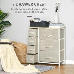 Rackhams Chest of Drawers with 7 Drawers, Fabric Drawers with Large Storage Space, Drawers Dresser with Metal Frame, Adjustable Feet, Light Grey - Light Grey - thumbnail 4