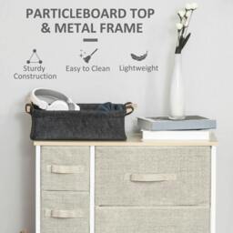Rackhams Chest of Drawers with 7 Drawers, Fabric Drawers with Large Storage Space, Drawers Dresser with Metal Frame, Adjustable Feet, Light Grey - Light Grey - thumbnail 6