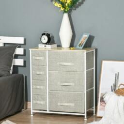 Rackhams Chest of Drawers with 7 Drawers, Fabric Drawers with Large Storage Space, Drawers Dresser with Metal Frame, Adjustable Feet, Light Grey - Light Grey - thumbnail 2