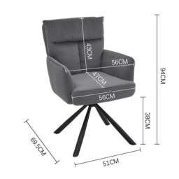Rackhams Modern Swivel Chair with Upholstered and Black Legs - Green - thumbnail 4