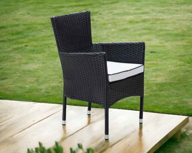 Stackable Rattan Garden Chair in Black & White - Cambridge - Rattan Direct