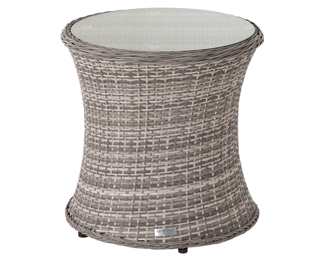Rattan Garden Tall Round Side Table in Grey Rattan Direct by