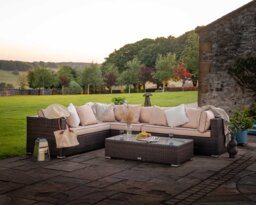 Rattan Righthand Corner Sofa Set in Brown - Monaco - Rattan Direct
