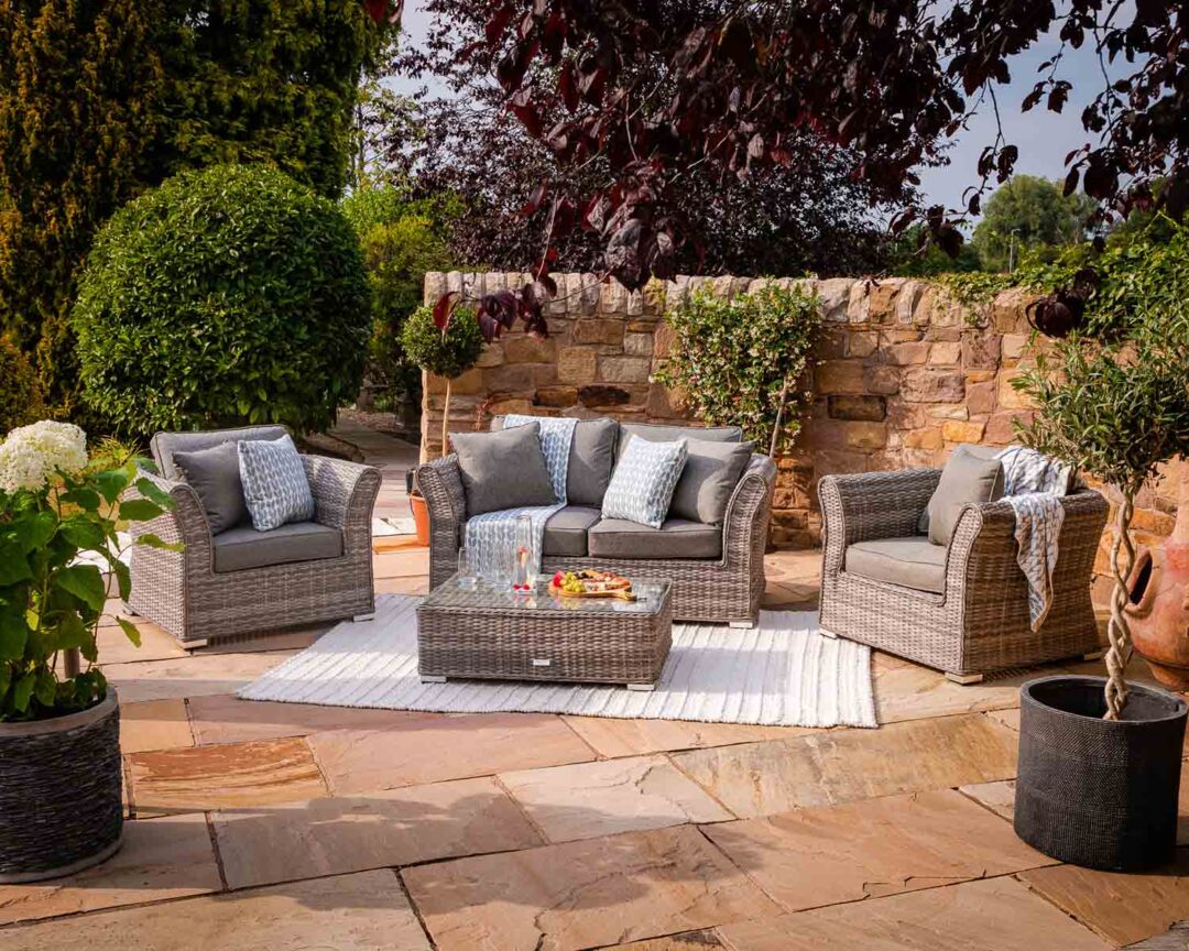 Seater Rattan Garden Sofa Armchair Set in Grey Lisbon