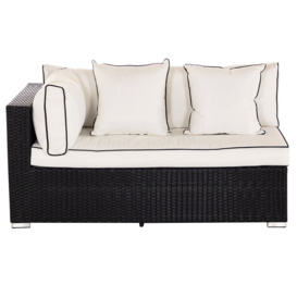 Rectangular Right As You Sit Rattan Garden Sofa in Black & White - Monaco - Rattan Direct