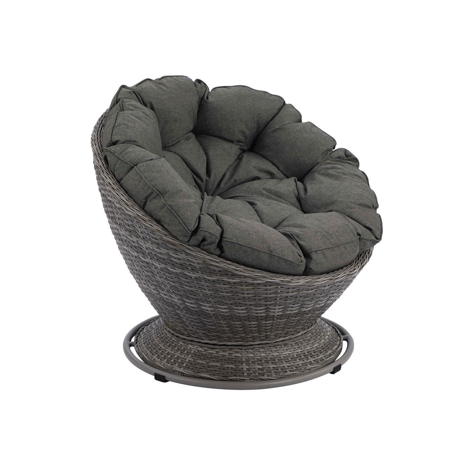 Rattan Garden Swivel Chair in Grey - Lucia - Rattan Direct