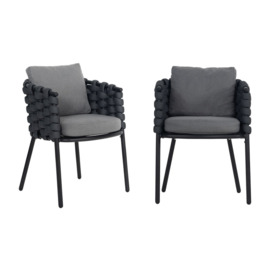 Pair of Rope Weave Garden Dining Chairs - Selene - Rattan Direct