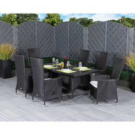 Rectangular Rattan Garden Dining Table Set & 6 Chairs in Black & White - Cambridge - Rattan Direct