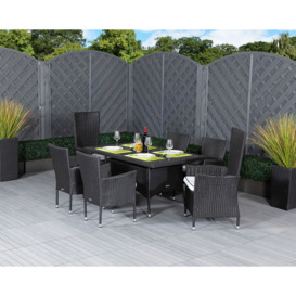 Rectangular Rattan Garden Dining Table Set With 6 Chairs in Black & White - Cambridge - Rattan Direct