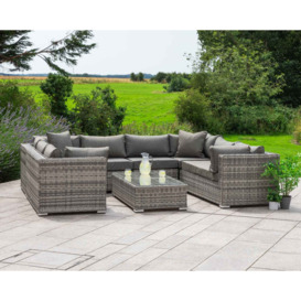 Rattan Garden Corner Sofa Set in Grey - 7 Piece - Geneva - Rattan Direct
