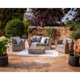 2 Seater Rattan Garden Sofa & Armchair Set in Grey - Lisbon - Rattan Direct