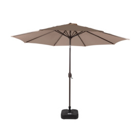 Market Parasol And Plastic Base in Brown - Rattan Direct
