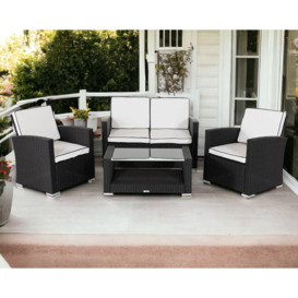 Rattan Garden Sofa Set in Black & White - Marbella - Rattan Direct