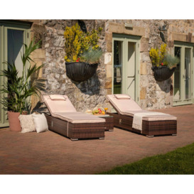 Rattan Garden Reclining Sun Lounger Set in Brown - Miami - Rattan Direct