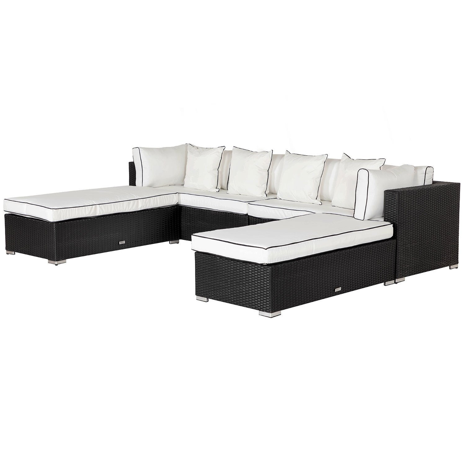 Rattan Garden Day Bed Sofa Set in Black & White - Monaco - Rattan Direct
