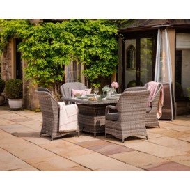 4 Seat Rattan Garden Dining Set With Square Table in Grey With Ice Bucket - Marseille - Rattan Direct