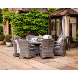 Rattan Garden Set with 8 Dining Chairs & Large Round Table in Grey - Marseille - Rattan Direct