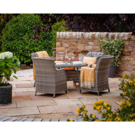 4 Rattan Garden Chairs & Small Round Dining Table in Grey - Riviera - Rattan Direct