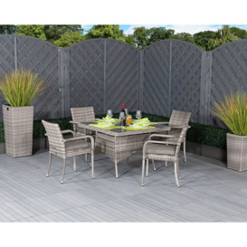 4 Seat Rattan Garden Dining Set With Square Dining Table in Grey - Roma - Rattan Direct