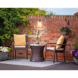 Rattan Garden 2 Seater Round Bistro Set in Brown - Roma - Rattan Direct