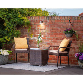 Rattan Garden 2 Seater Square Bistro Set in Brown - Roma - Rattan Direct