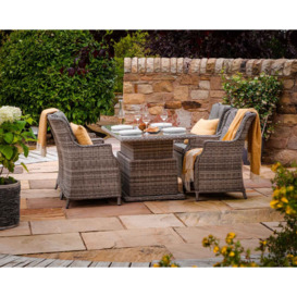 4 Rattan Garden Dining Chairs & Adjustable Table Set in Grey - Riviera - Rattan Direct