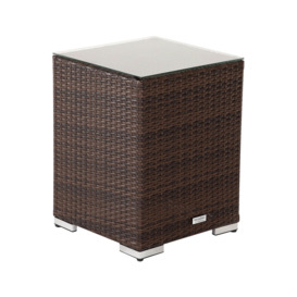 Rattan Garden Tall Square Side Table in Brown - Rattan Direct