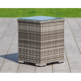 Tall Square Rattan Garden Side Table in Grey - Rattan Direct