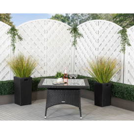 Rattan Garden Square Dining Table in Black - With Glass Top - Rattan Direct